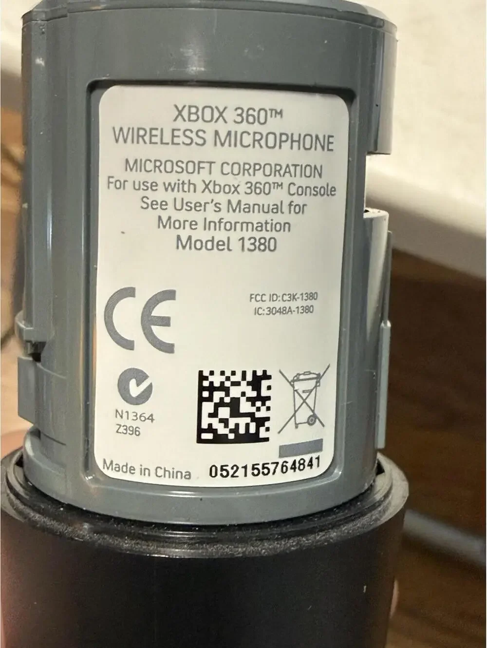 Microsoft Wireless Microphone For Xbox 360 Black Tested!! Model 1380